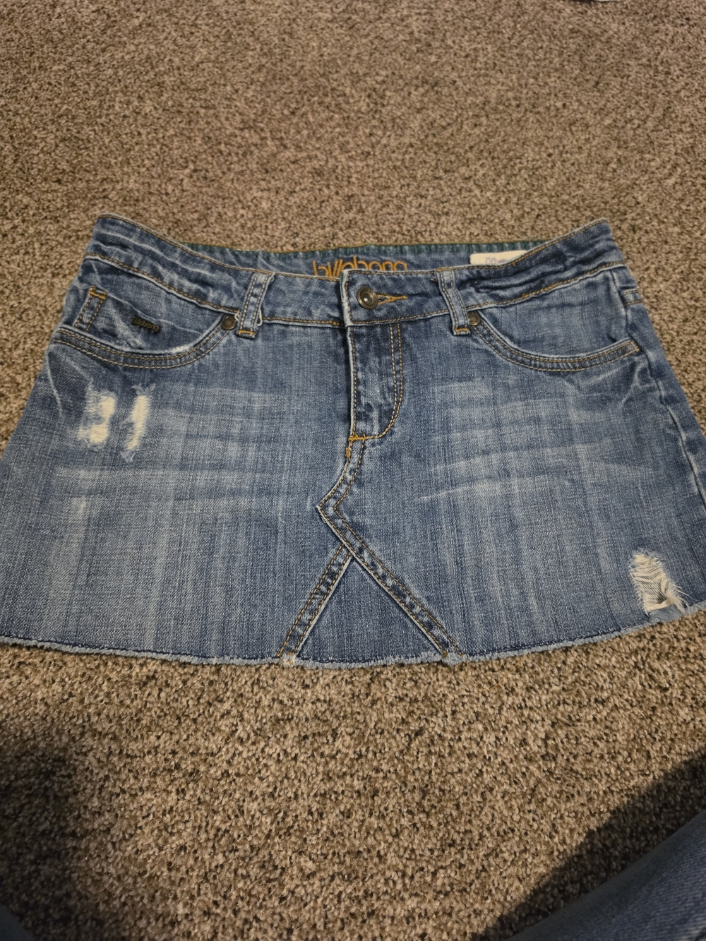 Billabong Light Blue Distressed Denim Mini Skirt